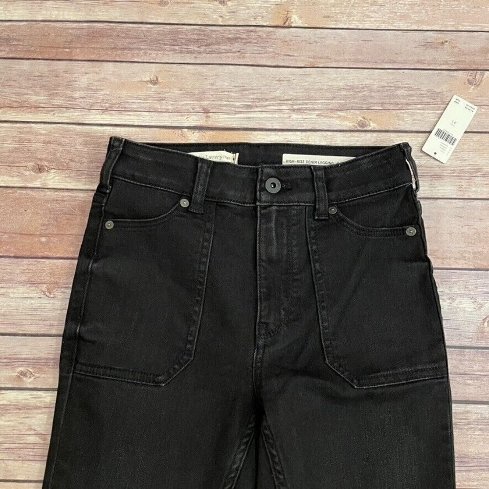 NWT Pilcro High Rise Denim Legging Jeans Ankle Zipper Moto Anthro - Picture 4 of 14